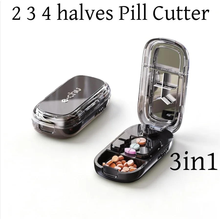 Multi- Functions 2 3 4 Halves Pill Cutter Portable Medicine Containers Precise Crusher Pill Cutter Dustproof Divider Organizer