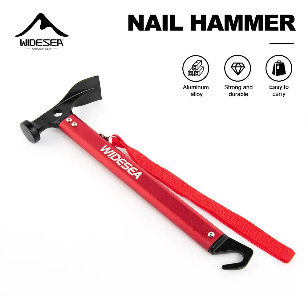 Widesea Camping-Hammer aus Aluminiumlegierung, stark, langlebig, leicht zu tragen, multifunktionaler Hammer für Outdoor-Zelte und Rucksäcke