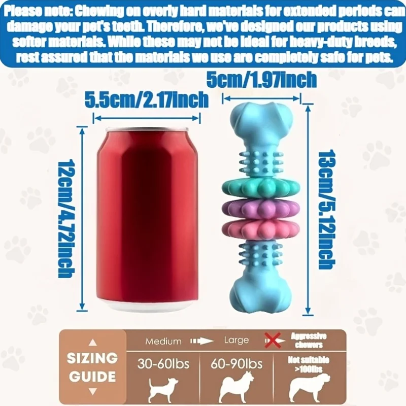 Chew Toy for Dogs That Are Tough on Toys - Durable Thermoplastic Rubber Featuring a Geometric Design, This Toy Helps Clean Teeth