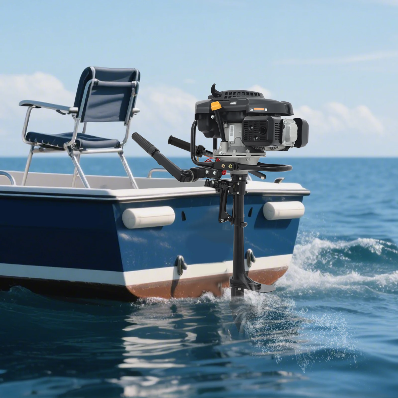 Motore fuoribordo a 4 tempi 9.0HP 224cc, 4.2KW Motore a benzina per barca fuoribordo raffreddato ad aria per barca da pesca gommone