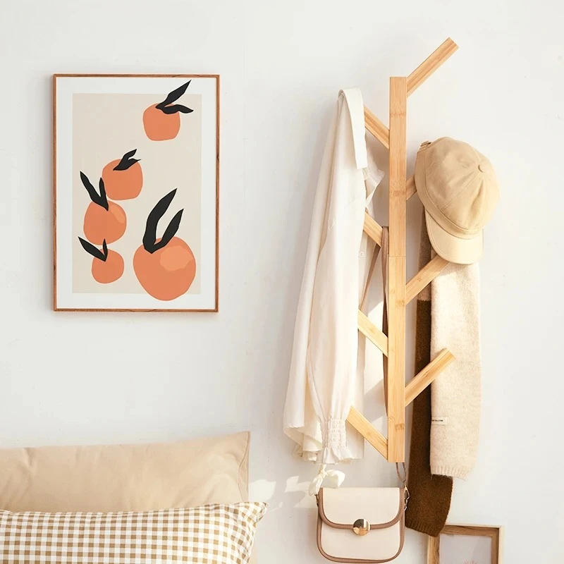 

Настенная вешалка для одежды из натуральной ветки - креативный компактный органайзер для прихожей с 8 крючками, вешалка из цельного дерева для спальни/шкафа