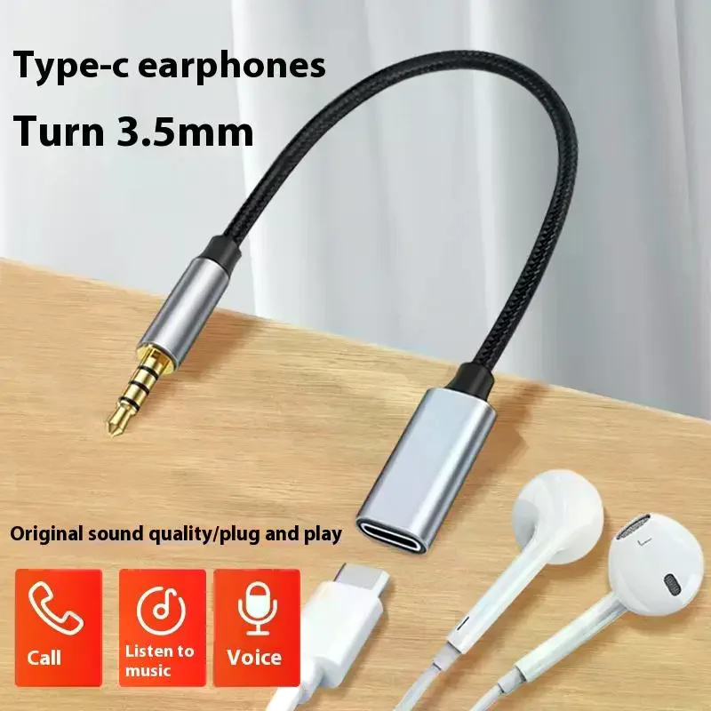 Phone Tablet PC Accessories With USB C Port Cable Conversion Earphone Microphone 3.5mm To Type-C Aux Analog signal Audio Adapter - view 2