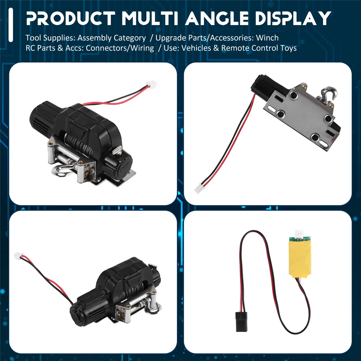 1/10 RC 크롤러 차량용 금속 자동 윈치, 3CH 제어 라인 포함, 축 SCX10 TRAXXAS TRX4 업그레이드 부품 액세서리, B