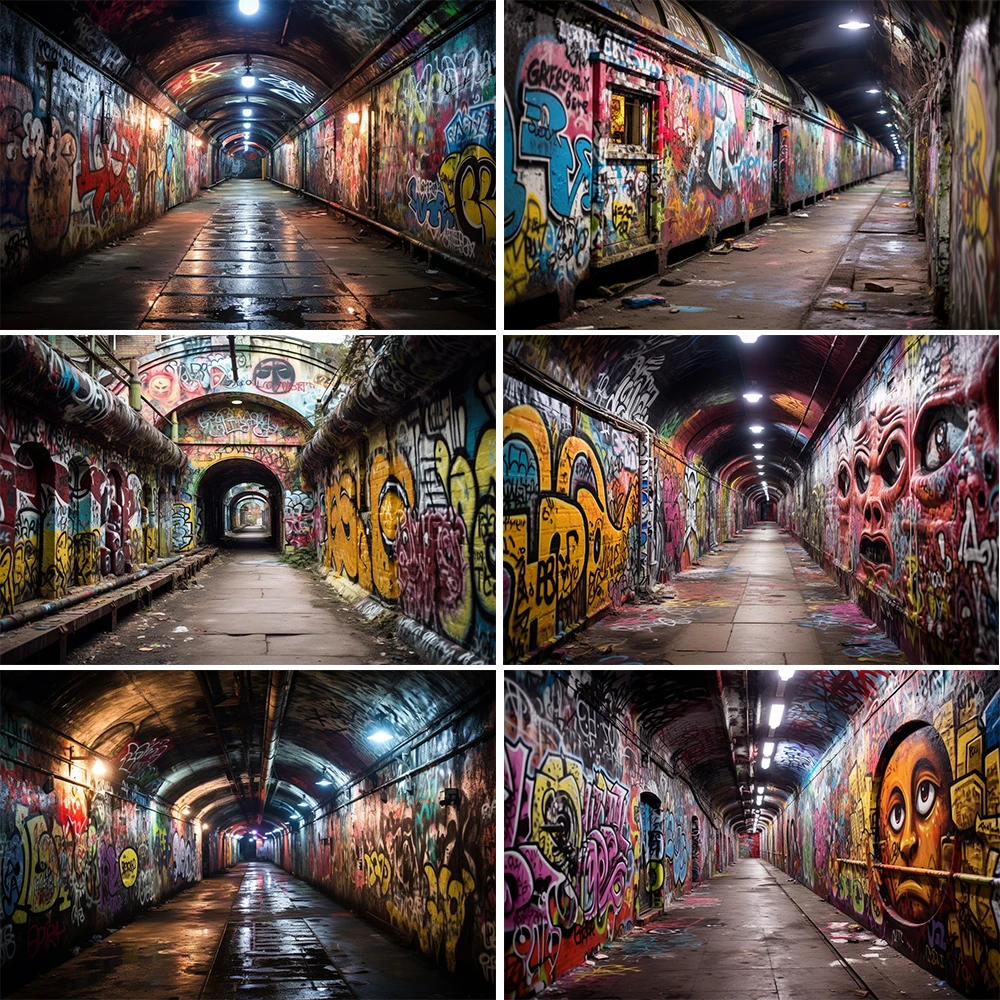 Hip-Hop dicat latar belakang terowongan Hip Hop musik pesta disko latar belakang fotografi bayi ulang tahun Graffiti tari gaya Retro dekorasi