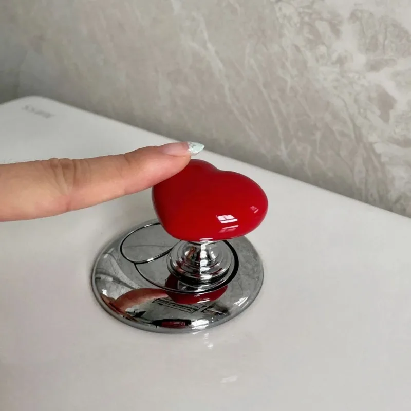 3 Pcs Heart Shape Toilet Presser Toilet Press Button Bathroom Water Tank Buttons Push Switch Bathing Room Decor Nail Protector