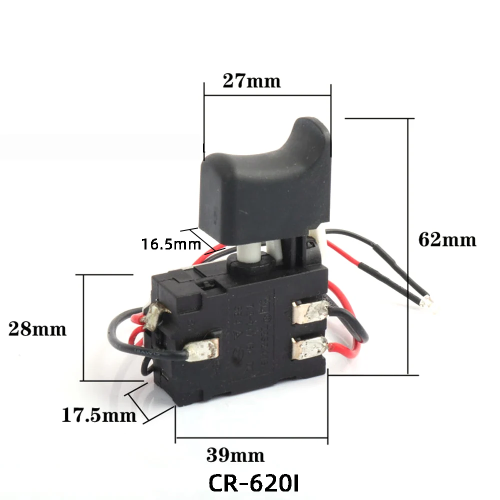 Electric Drill Dustproof Speed Control Push Button Trigger Switch DC 7.2-24V Cordless Drill Switch