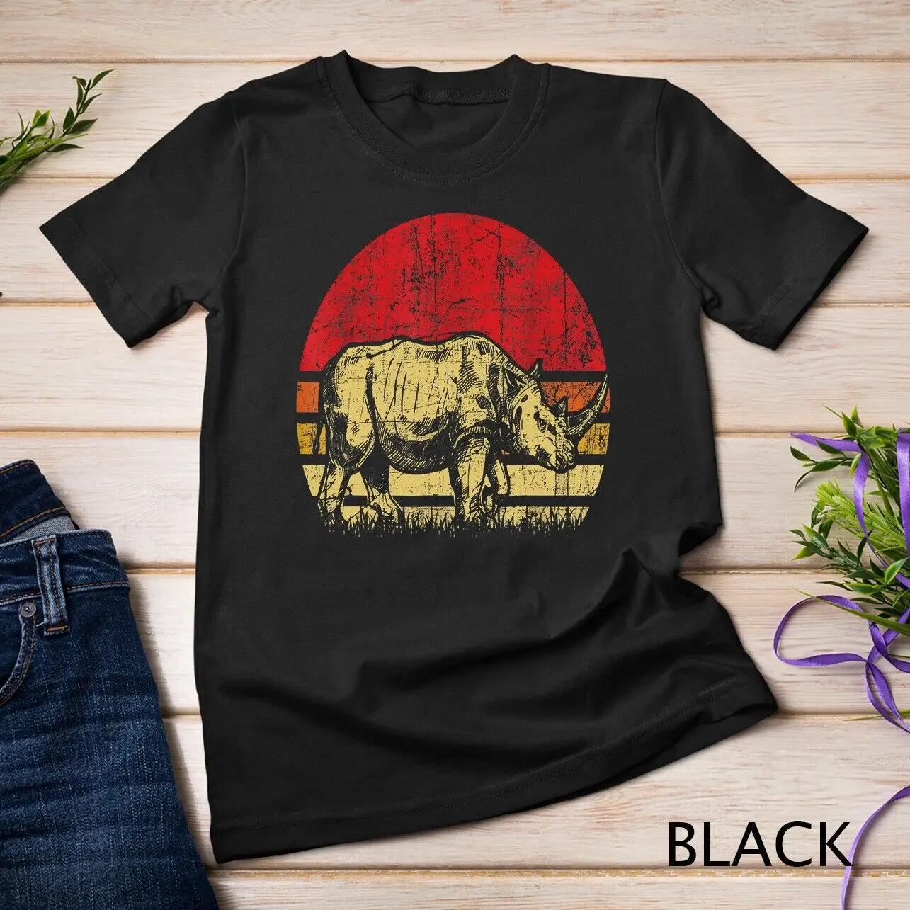 

Retro Rhinoceros - Safari Rhino Lover Endangered Animals Unisex T-shirt