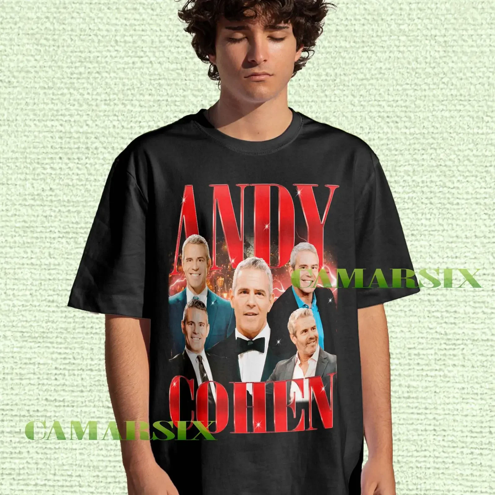 Vintage Andy Cohen Homage T shirt 90s Retro TV Presenter Casual Fans Streetwear Merch vintage Washed homme Stretched fashion