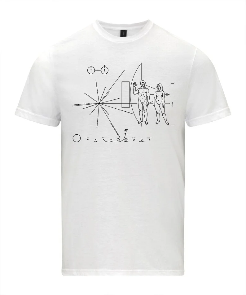 NASA Pioneer Medal T-shirt designed by Carl Sagan Space Exploration Personality high quality print unisex street short sleeve