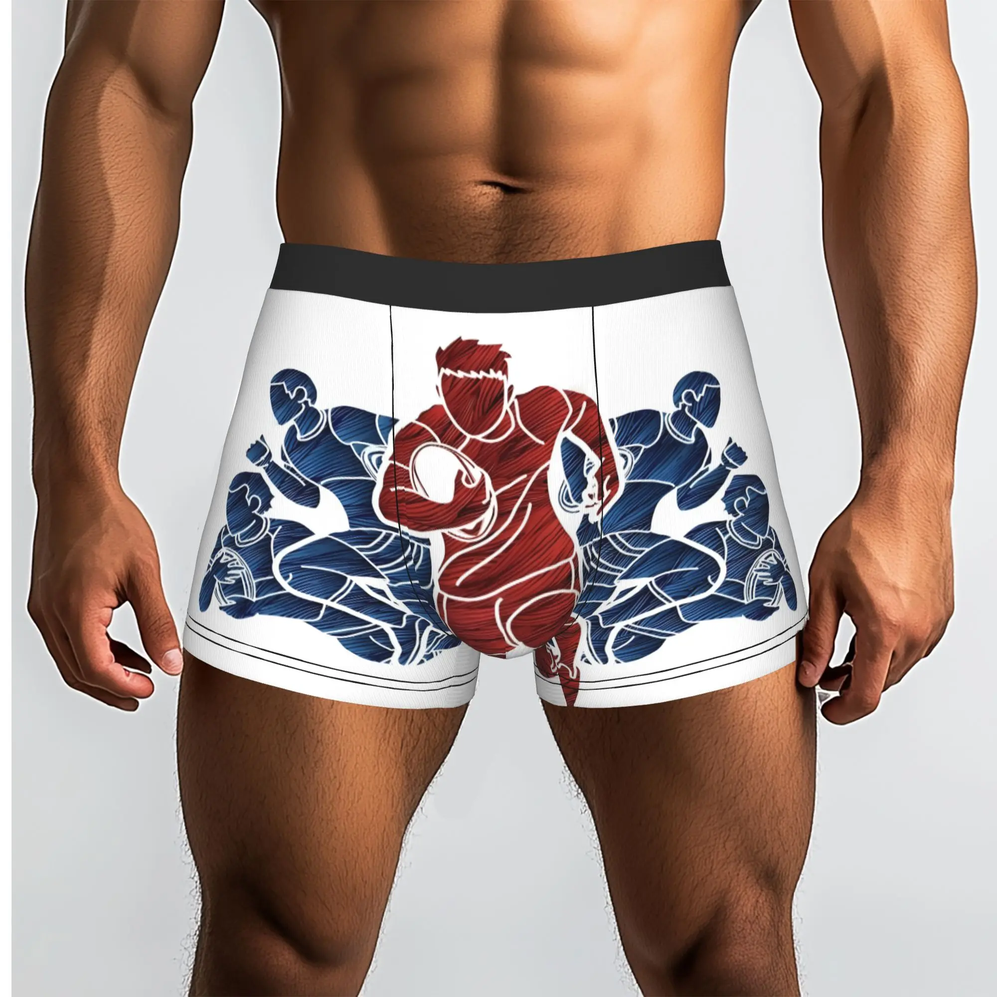 1 pieza de calzoncillos de rugby para hombre, ropa interior masculina con estampado, pantalones cortos