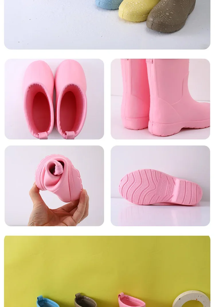 Neue Four Seasons Kinder Leichte Outdoor Rutschfeste Regenstiefel Wasserdichte Weichsohlige Schuhe für Jungen und Mädchen Kinder Schule Gummischuhe – Detail 8