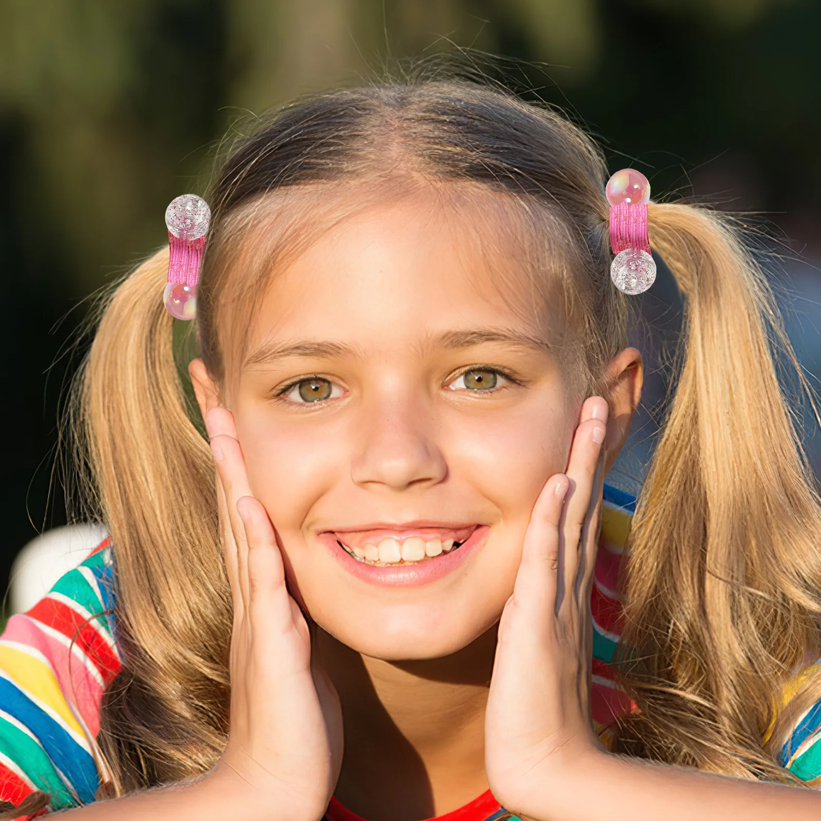 

14 pcs Double Ball Ties For Girls Elastic Ponytail Holders Kids Hair Accessories Decorative Hair Ropes For Toddler Girl Daily