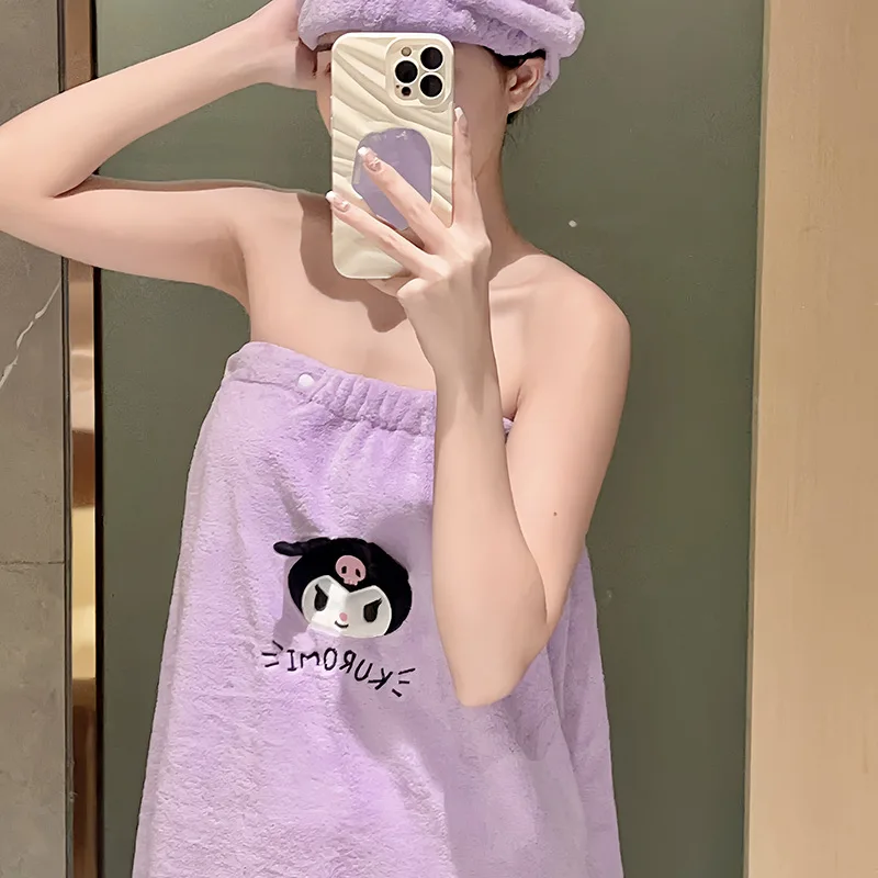 

Sanrio New Clow M Bath Skirt Cute Cartoon Female Comfortable Sexy Coral Fleece Water-Absorbing Quick-Drying Home Bathrobe