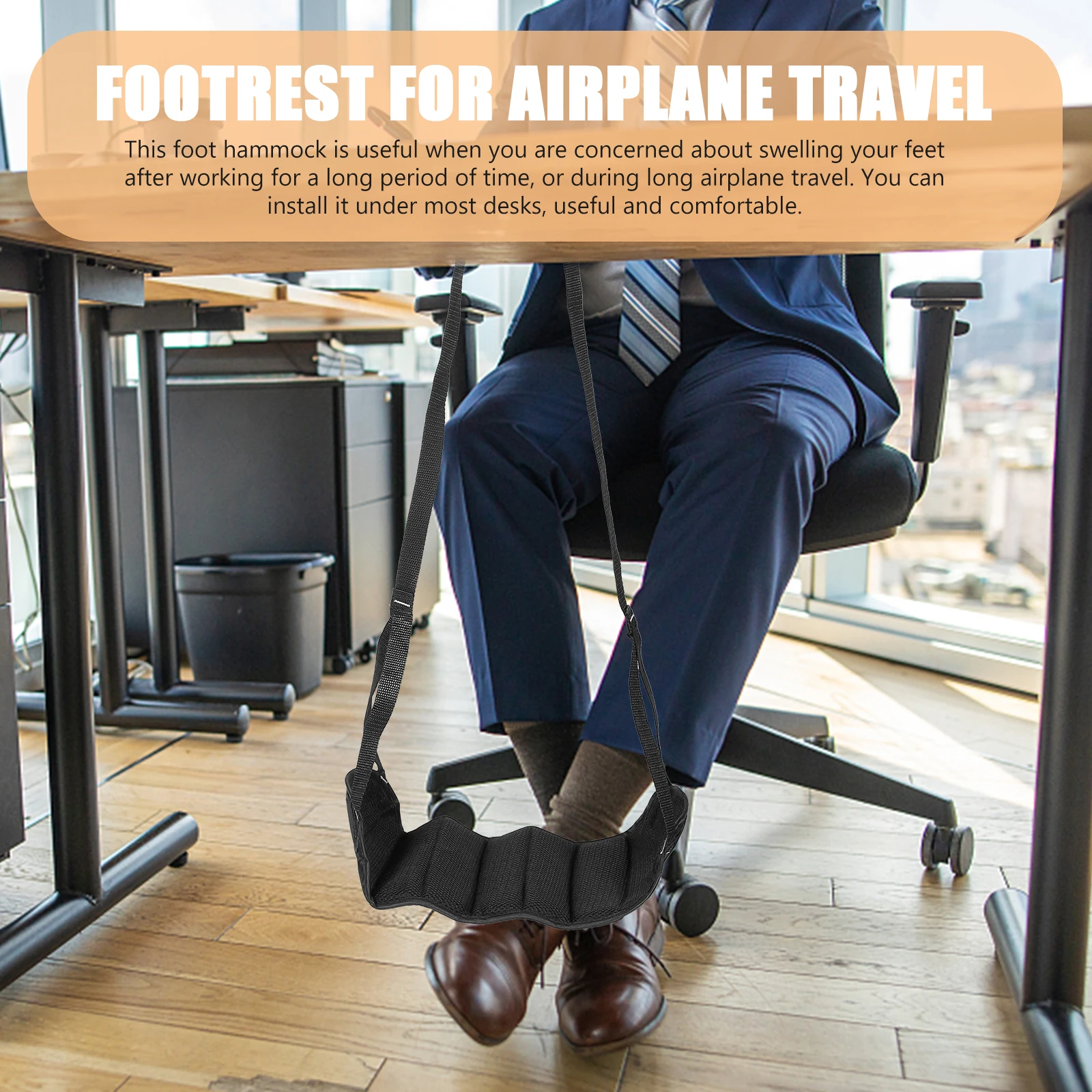 

Travel Leg Rest Footrest Adjustable Flight for Airplane Footstool Flying Hammock