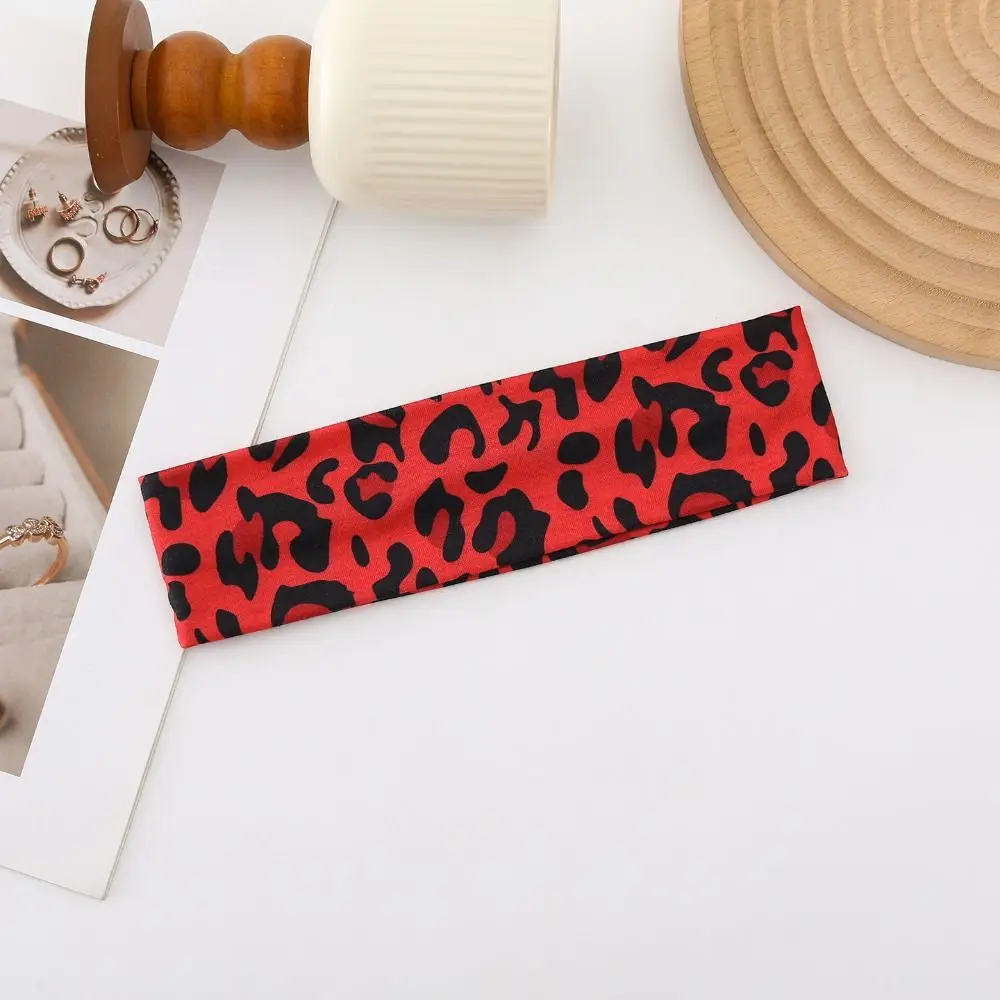 Leopard Print Yoga Headband Elastic Breathable Makeup Headband Hair Accessories Sweat-absorbent Floral Print Headwrap Sports