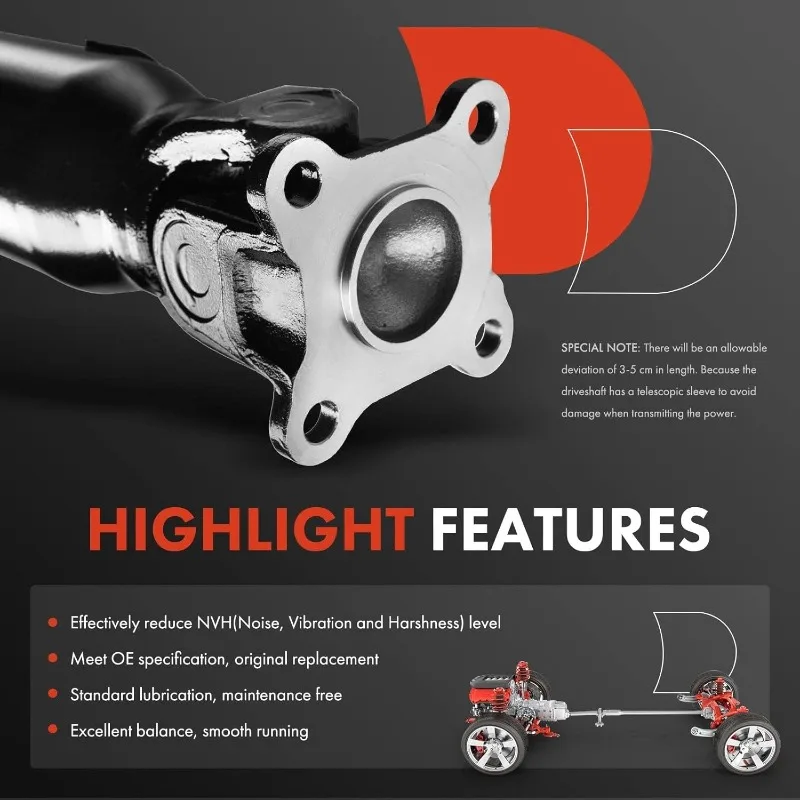 A-Premium Задний полный приводной вал Опорный вал Приводной вал в сборе, совместимый с FJ Cruiser 2007-2014 4.0L, 4WD Automatic Tra