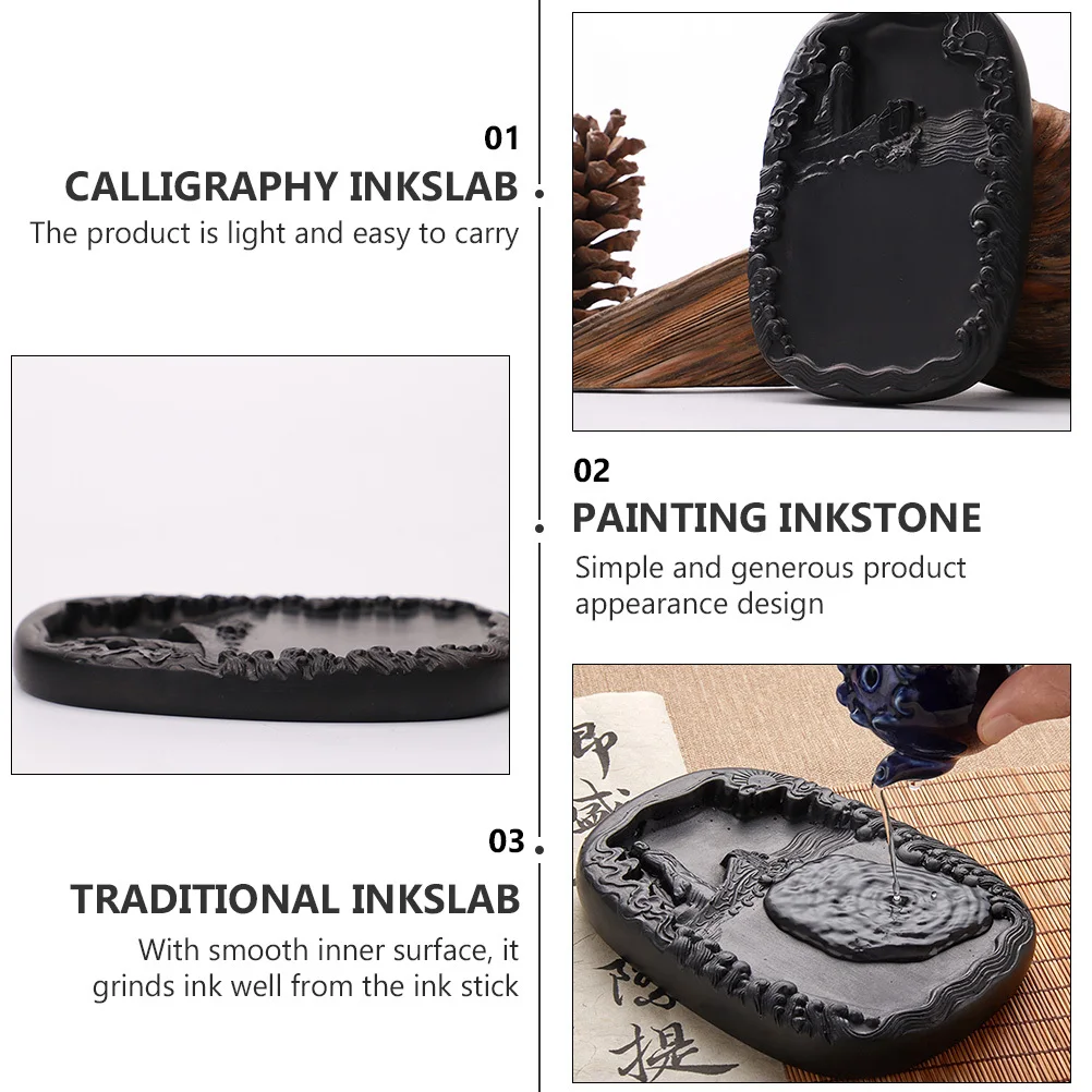 

Calligraphy Inkstone Durable Practical Painting Inkstone Suitable for Students Creative Smooth Ink Grinding Stone