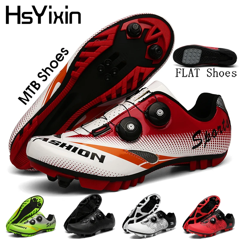 

Unisex MTB Cycling Shoes Breathable SPD Self-Locking Cleats Racing Speed Sneakers Flat Bicycle Shoes for Competitive CyclingShoe