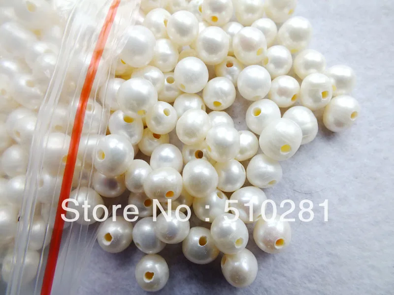 300pcs  9-10mm with 2mm hole AAA+ Good Quality Potato pearl loose pearl beads