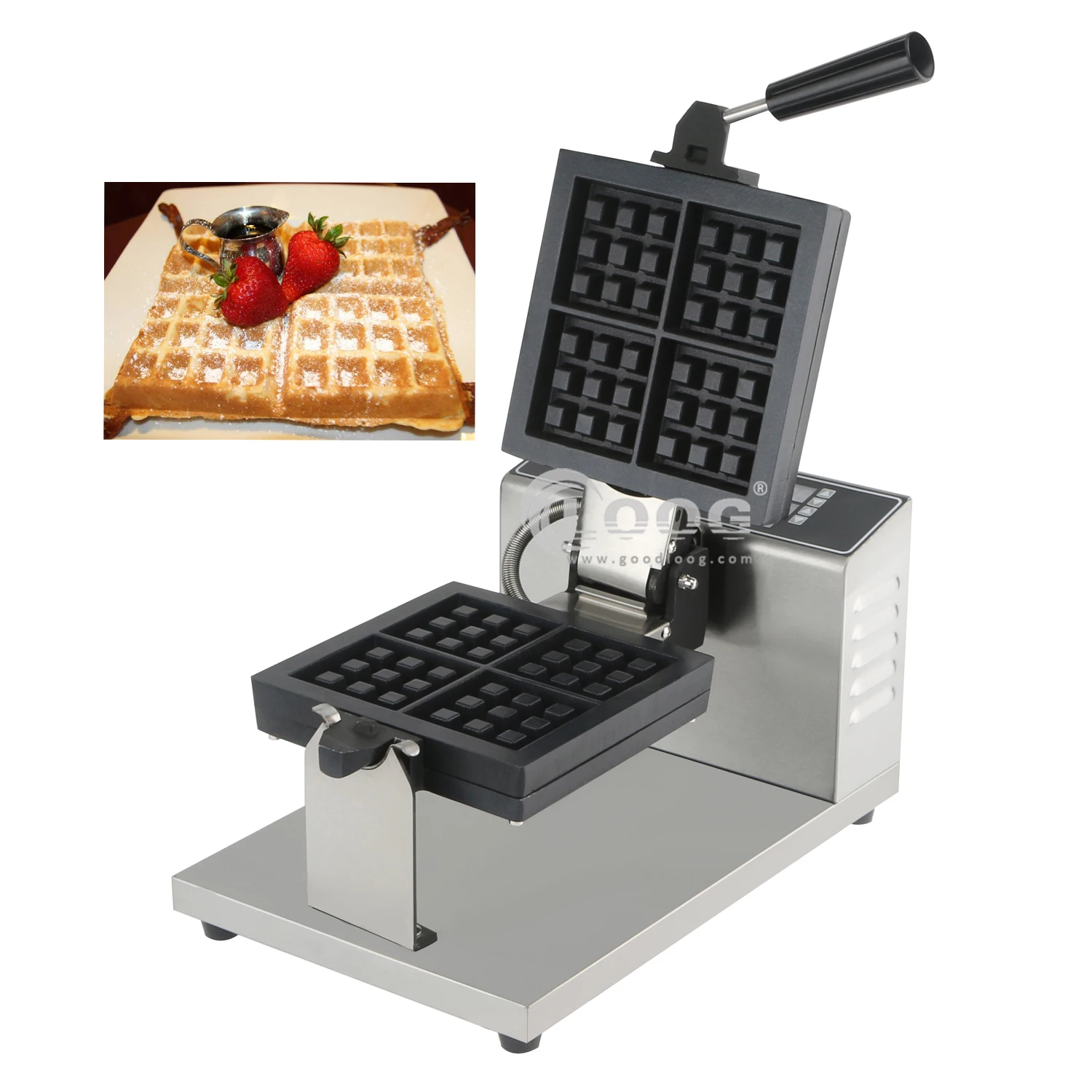 

Digital Display 4pcs Mini Waffle Machine Commercial Catering Equipment Non Stick Belgian Waffle Maker Electric