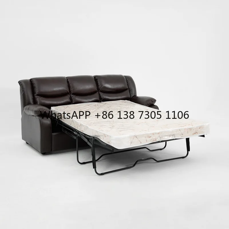 

Italian simple leather sofa first layer cowhide electric telescopic function sofa bed dual-purpose combination
