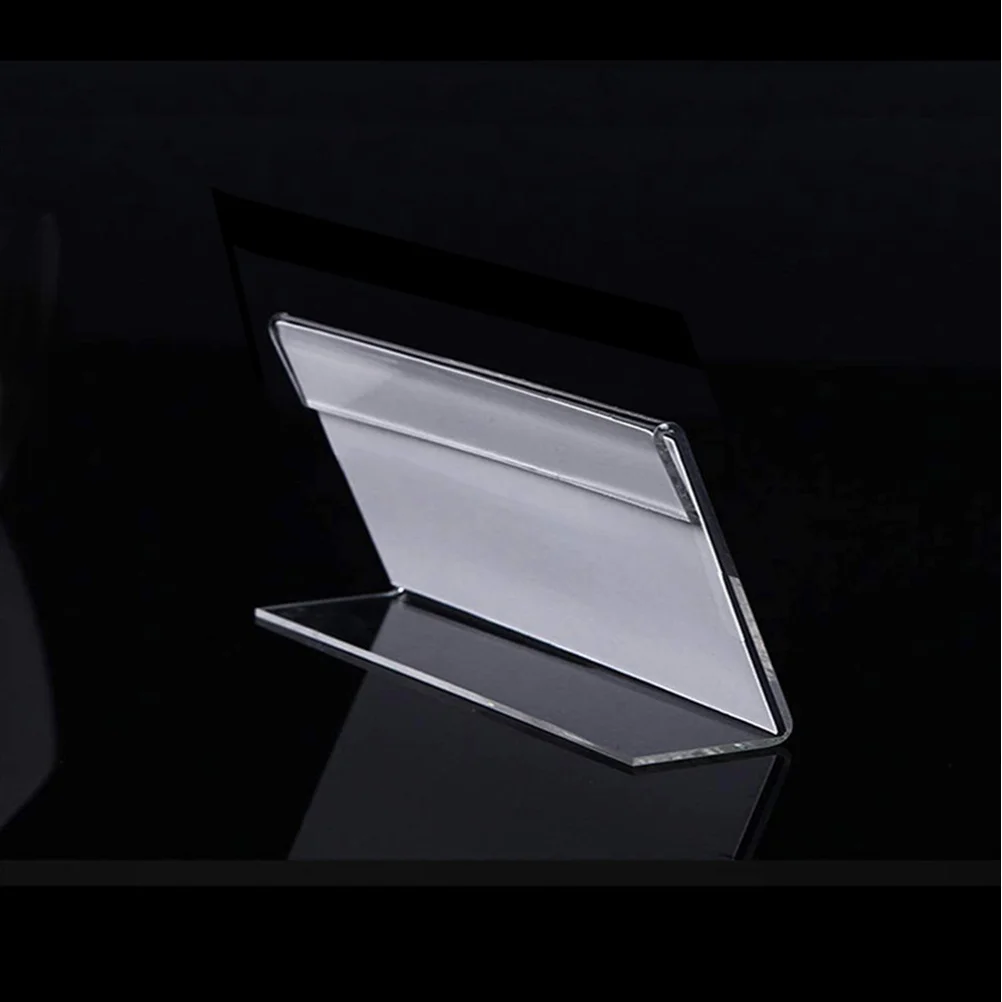 

20Pcs Mini Desktop Sign Holder Simple Acrylic Price Tag Rack Business Card Price Display Sign Holder Flyer Display Stand