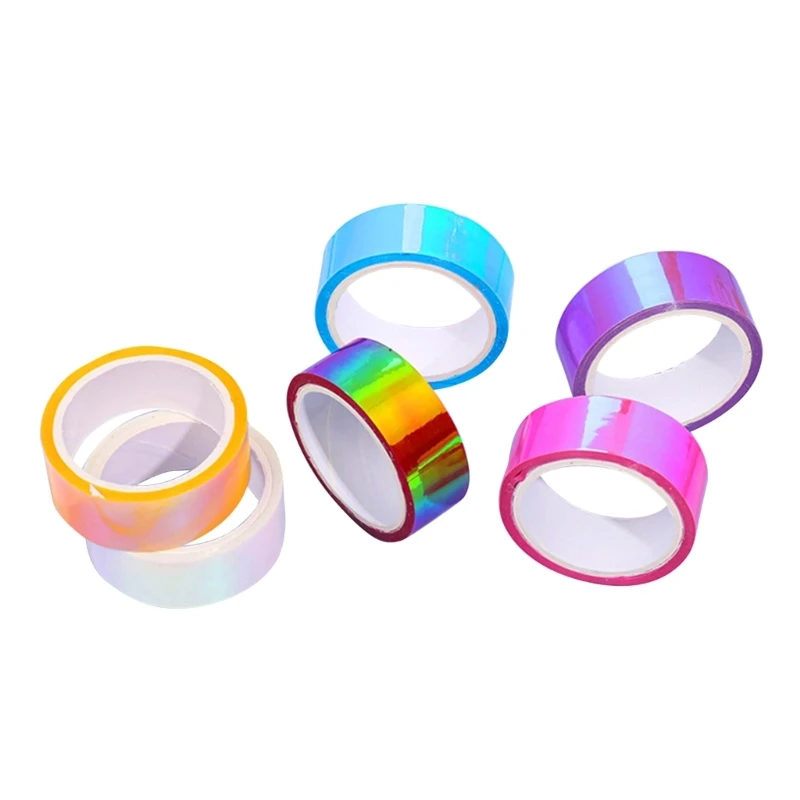 6Pcs Rainbow Colored Masking Tape Decorative Craft Waterproof Adhesive Tape Set