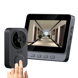 Digital Doorbell Peephole Viewer, Visão Noturna IR, Olho de Gato, Câmera de Segurança Doméstica Inteligente ao Ar Livre, 1080P, 4,0