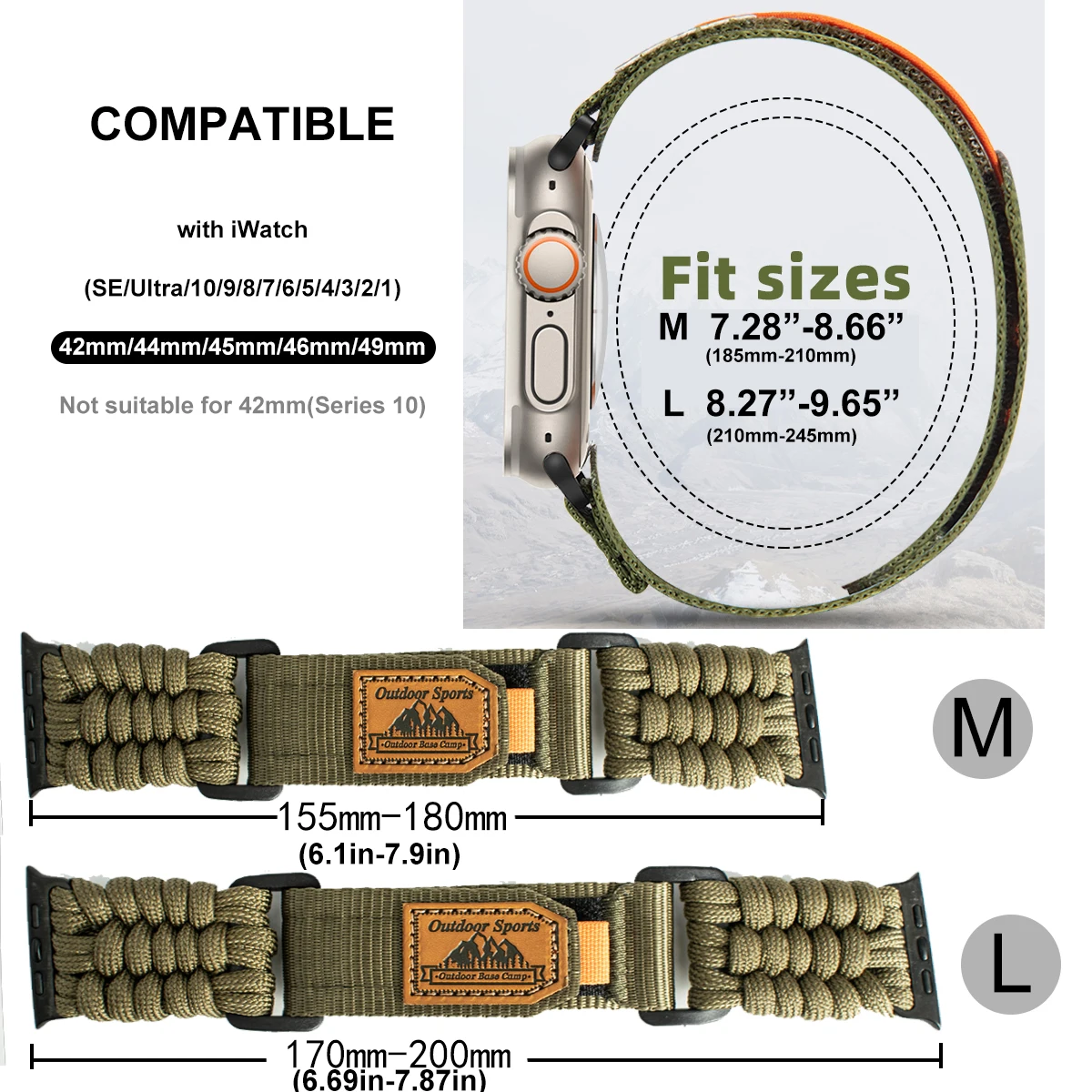 Vwar Tali Jam Tangan Nylon Tenun Tangan untuk Apple Watch Ultra 3/2/1 Tali Nylon Kokoh untuk iWatch Seri 11 10 9 8 7 6 5 SE 3/2 correas