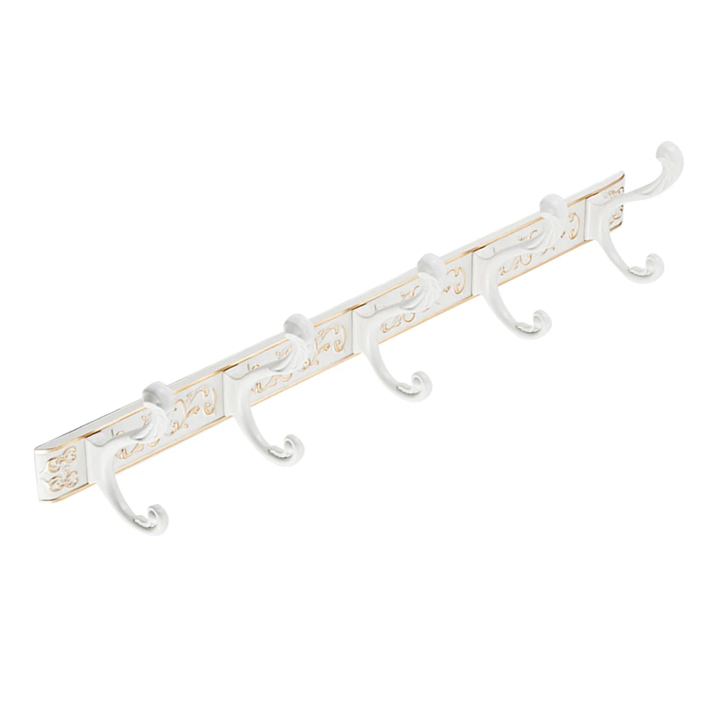 

5 Hooks Vintage Aluminum Rack Clothes Towels Bathroom Bedroom Kitchen White Easy Clean Simple Coat Hook