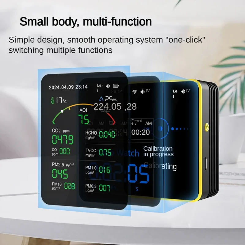 15 in 1 Tuya WIFI Rechargeable Household Digital Air Quality Detector CO2/CO/TVOC/HCHO/PM2.5/PM1.0/PM10/Temp/Humi for Smart Home