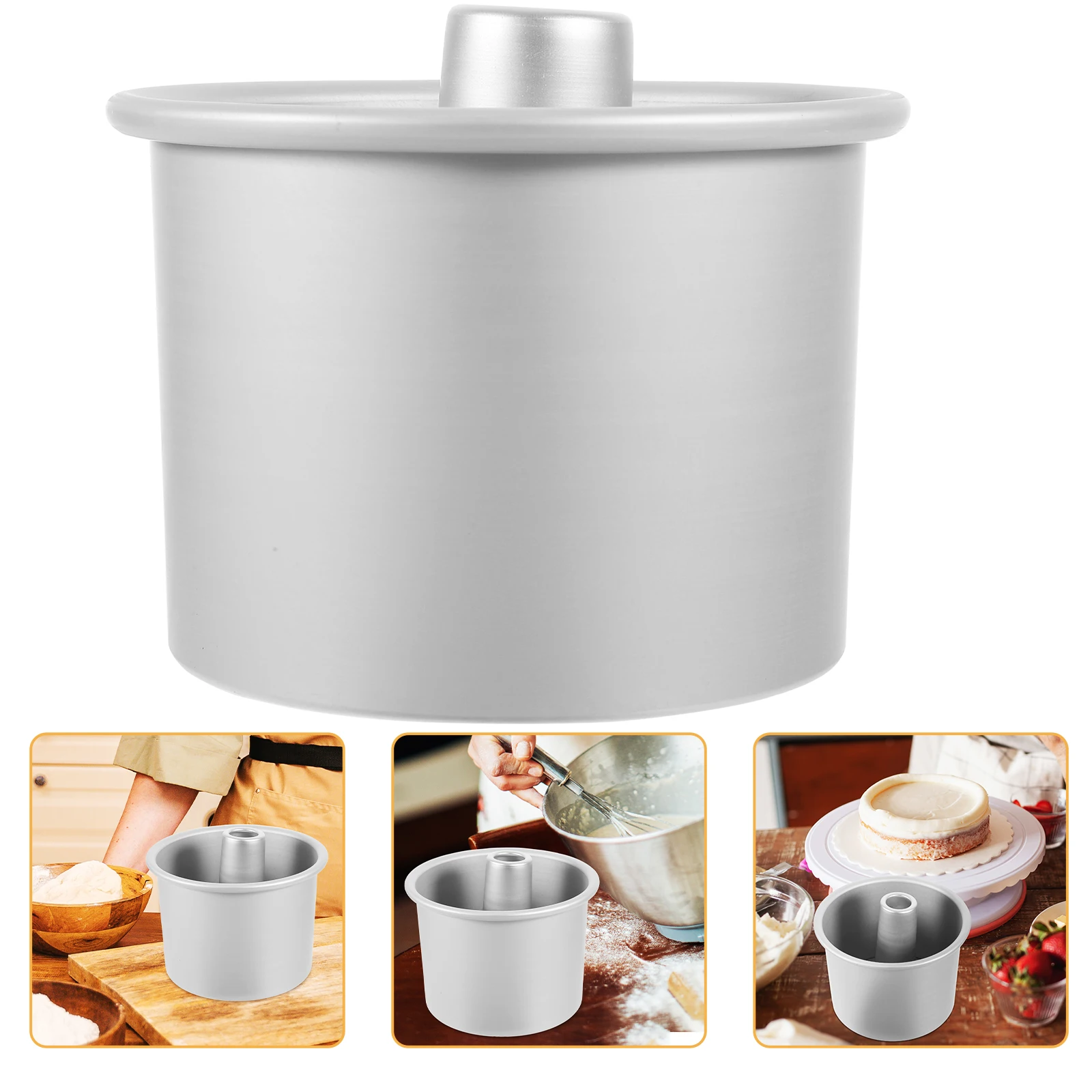 

1pc Round Hollow Cake Mold 5 Inch Tall Non Stick Aluminum Alloy Pan For Cake Baking Pan Baking Chiffon Mousse Kitchen Tool