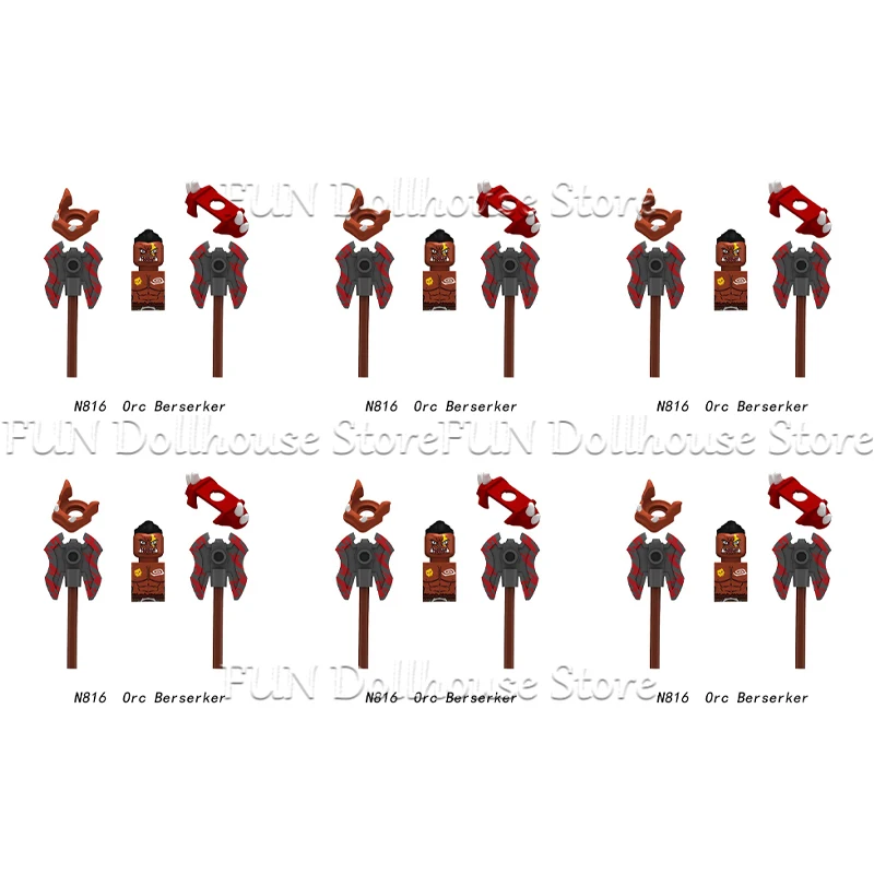 Mittelalterliche Militärische Ork Soldat Action-figuren Bausteine Skelett Krieger Arme Ninja Schwert Schild Montieren Modell Ziegel Spielzeug