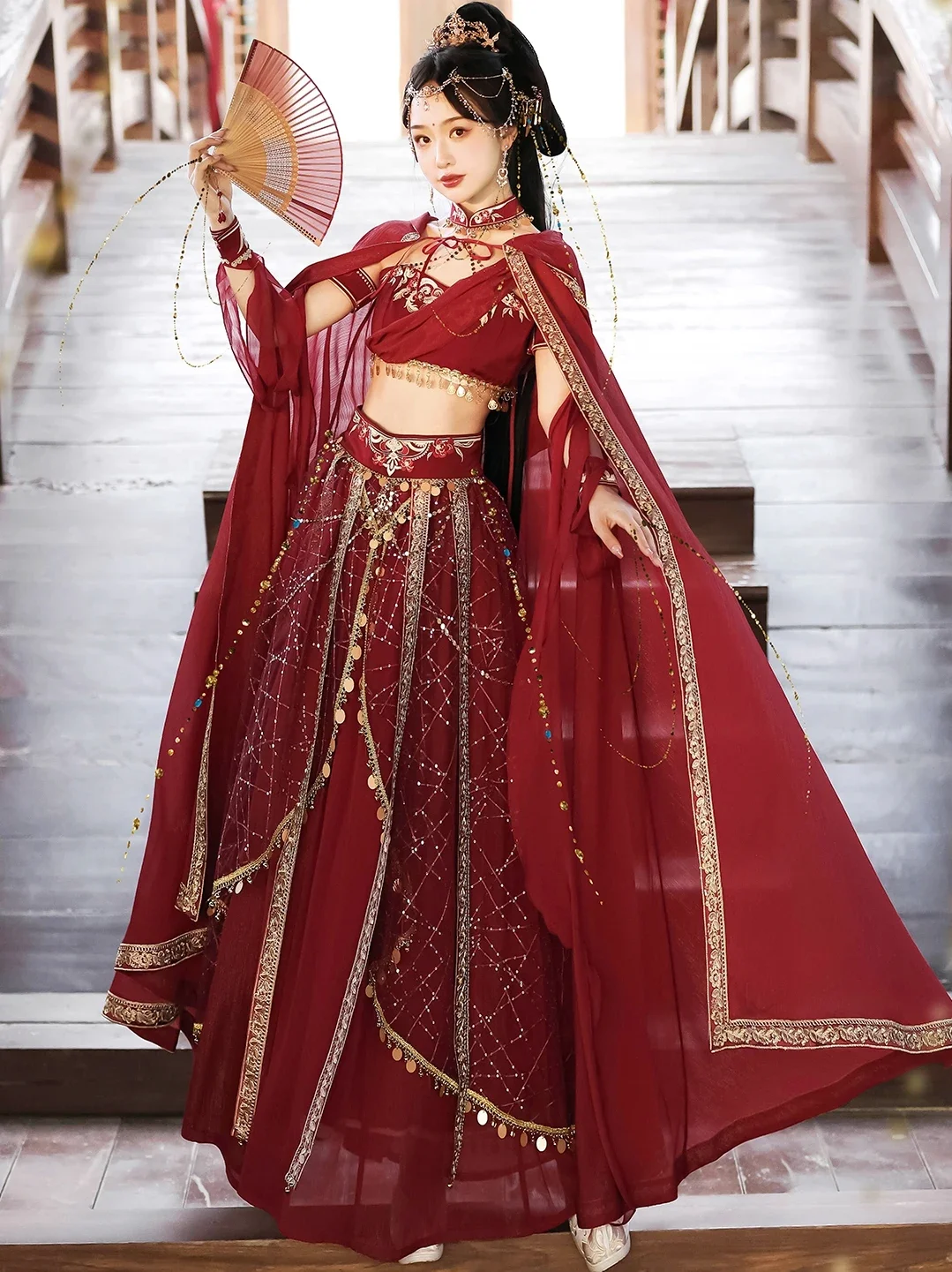 Улучшенная накидка Hanfu Dunhuang Kweichow ttai в экзотическом стиле, костюмы западных ханьских элементов, одежда для фотосъемки