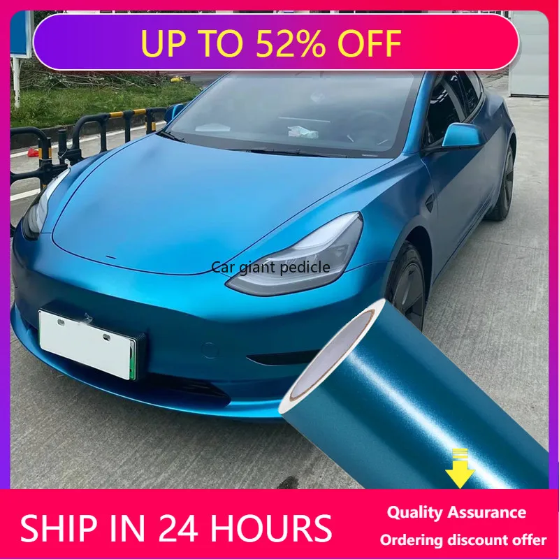 

Matte Heavy Metal Sparkle Blue Car Wrap Film Auto Plastic Auto Plastic Assurance Air passage pattern Stickers Covering Foil