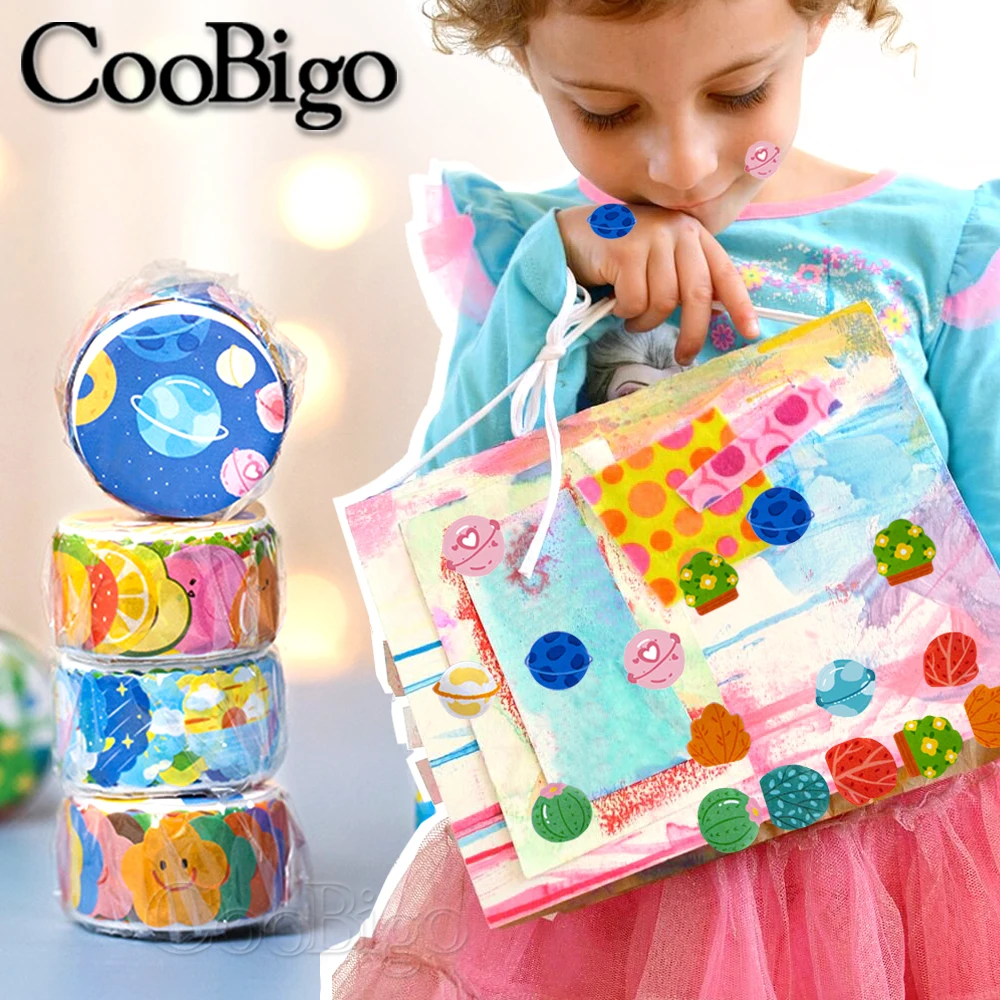 100 PCS Cute Kawaii Cartoon Flower Fruit Animal Washi Tapes DIY Scrapbook Sticker Decorative Stationery for Diary Book Album