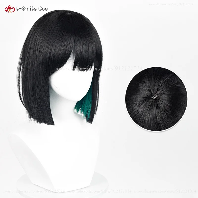 Anime Sua Cosplay Perücke 30 cm Schwarz Grün Gemischte Perücken BOBO Hitzebeständige Synthetische Haar Halloween Frauen Perücken