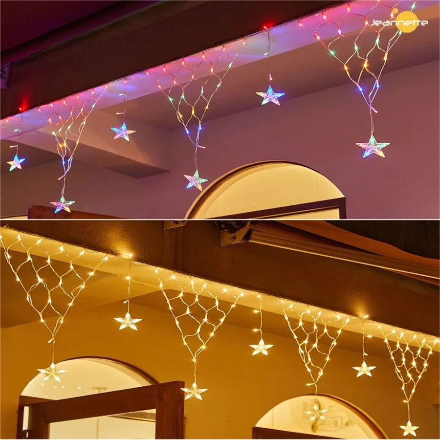 Imagem -05 - Led Net Mesh Fairy Garden Lights Impermeável Guirlanda de Natal Cortinas String Lights Holiday Party Decor ao ar Livre ue Eua Plug