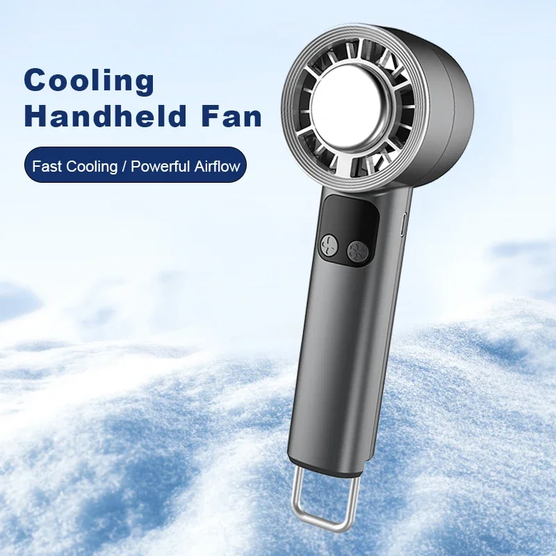 

Ручной вентилятор с холодным сжатием, высокоскоростное охлаждение, USB перезаряжаемый портативный мини-вентилятор, светодиодный цифровой дисплей, путешествия, кемпинг, на открытом воздухе