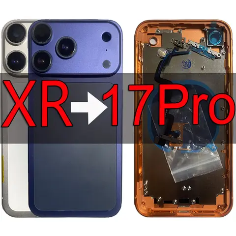 DIY Housing For iPhone XR To 17Pro 6.1inch Back Battery Middle Frame Replacement For Like 17Pro Style Back Shell 3 Cameras
