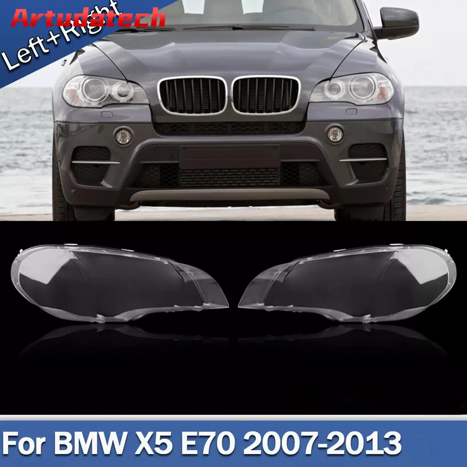 

Artudatech 2PCS Clear Headlight Lens Cover Headlamp Left+Right For BMW X5 E70 2007-2013 Car Accessories