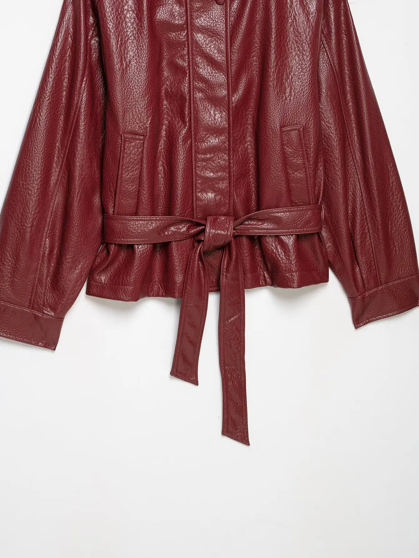 Guobioziy 2026 Autumn Stand Collar Zipper Belt Jacket Vintage Fashion Casual Street Commuting Stylish and Comfortable Versatile
