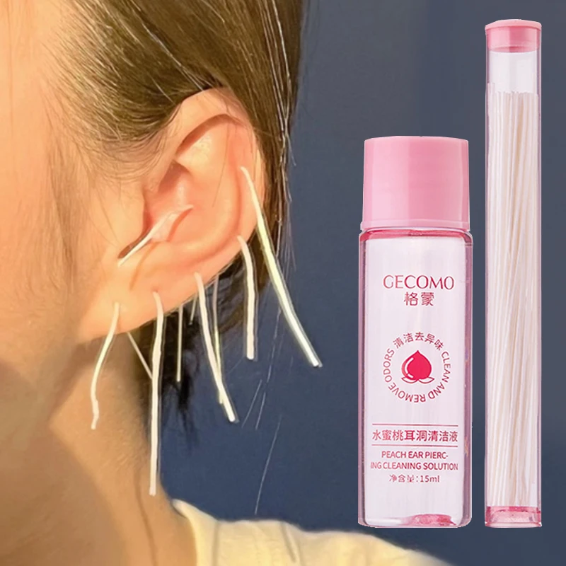 15ml Ear Hole Cleaning Set Disposable Ear Piercing Cleaning Solution Safe Hygiene Peach Mint Flavour Ear Hole After Care Cleaner