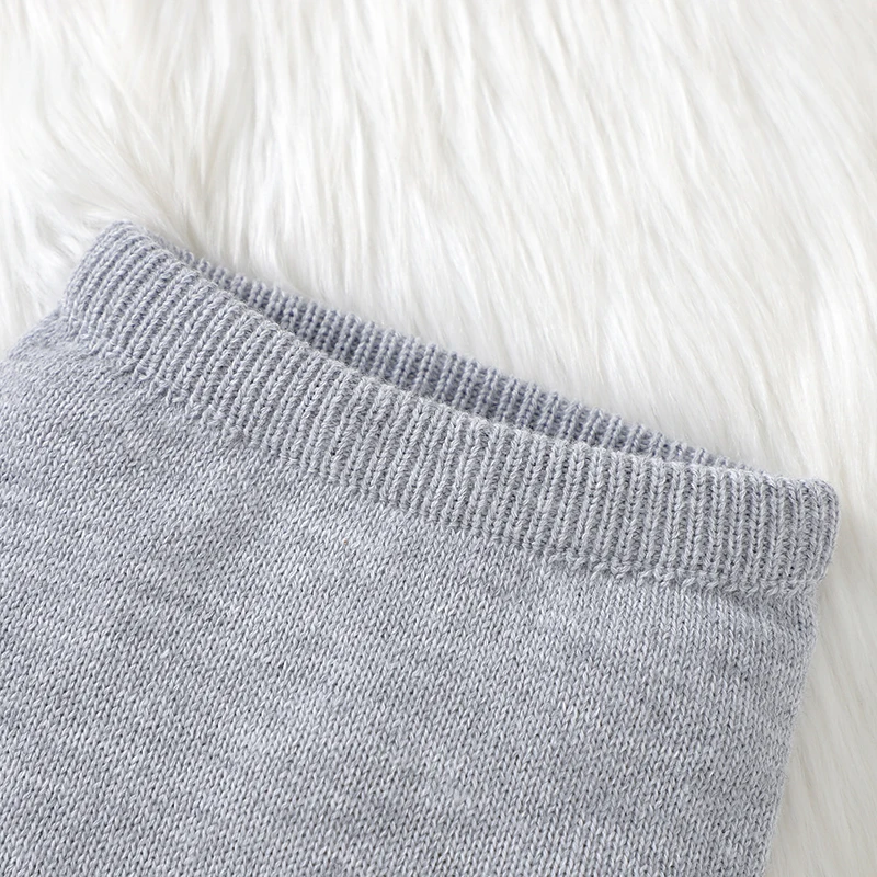 0-9m Newborn Baby Clothes Sets Grey Long Sleeves Knitwear Pullovers+Trousers Tracksuits for Infant Kids Boys Girls Autumn Winter