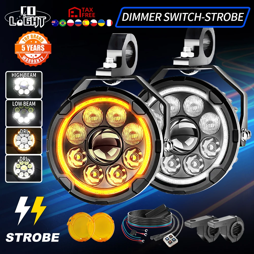 CO LIGHT Motorcycle Additional LED Headlights Hi/Low White Yellow DRL For BMW R1200GS F850GS F750GS F 850GS 1250GS off-road use