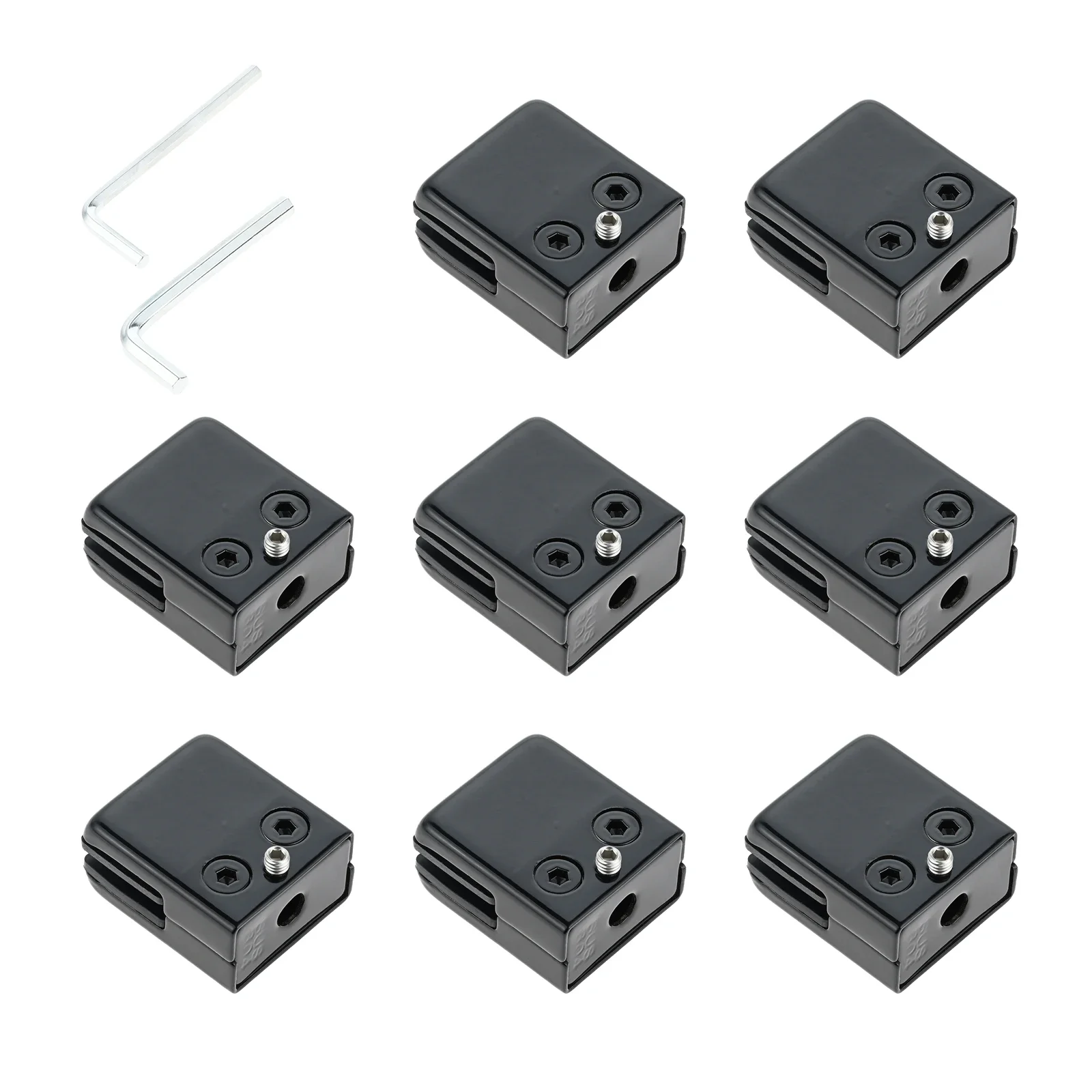 8Pcs Glass Clamps Stainless Steel 304 Glass Clip Bracket for Parapet Stairs Handrail Fit 8-10mm Thickness Glass Black