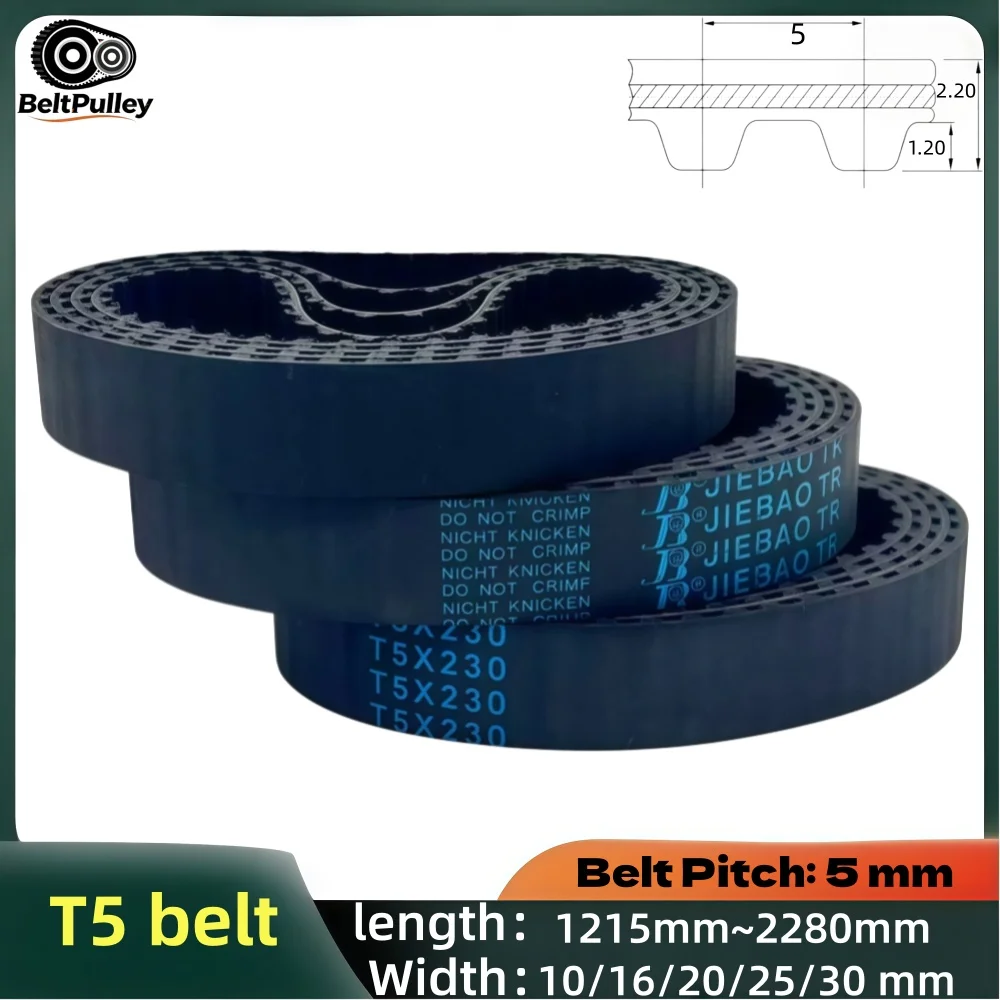 T5 Timing Belt Length 1215-2280mm 243-456T 10/16/20/25/30mm Wide for CNC Router 3D Printer Laser Engraver Replacement Parts