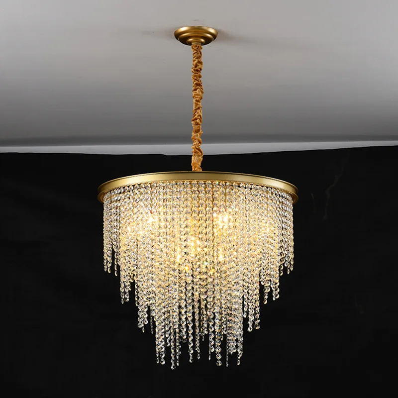 

Light luxury crystal chandelier, modern living room light, American minimalist dining room, bedroom light, hotel lighting