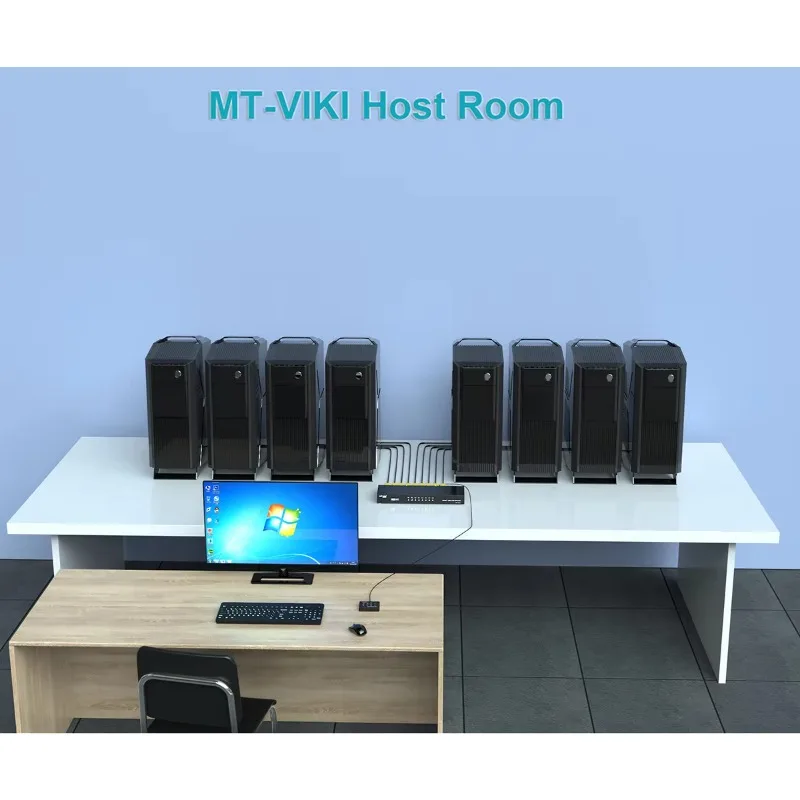 8 Port KVM Switch Console VGA, Rack KVM Switch Switcher 8 In 1 Out + 8-Pack Cables, USB VGA KVM Switch 8x1