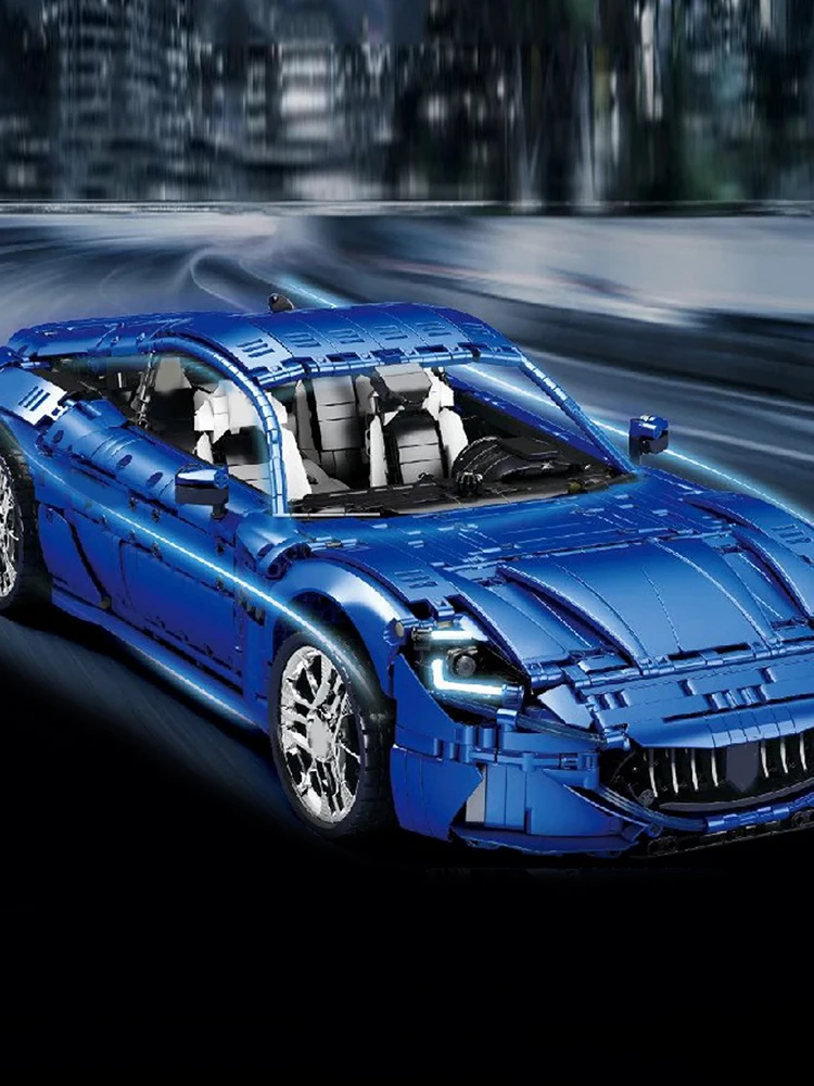 Technischer blauer Rennwagen GT110, Bausatz-Modellauto, 5480 Teile, 1:8, Sammler-Bausteine, Geschenk für Autoliebhaber